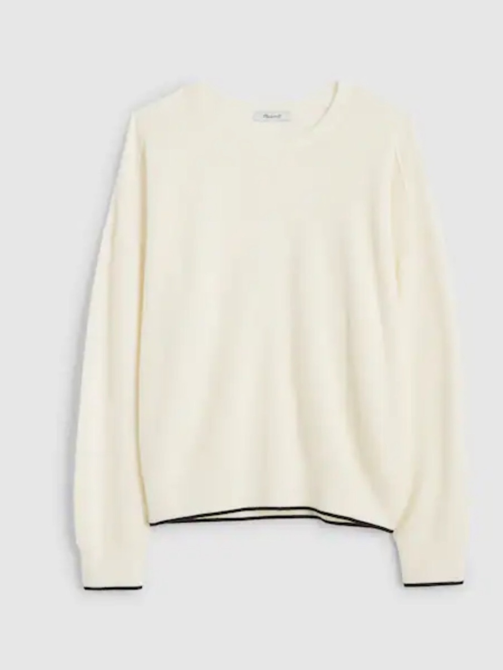 Madewell Merino Wool Pullover Sweater Ivory With Molasses Tipping